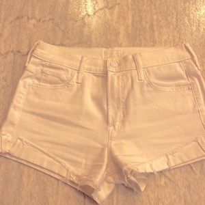 White “Mother” Denim Jean Shorts